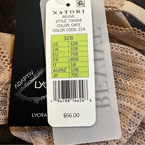 NATORI Women's Revive Full‎ Fit Underwire Bra Size 32B Cafe NWT - Picture 12 of 12